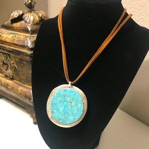 Robert Lee Morris Turquoise and Silver Pendant Necklace